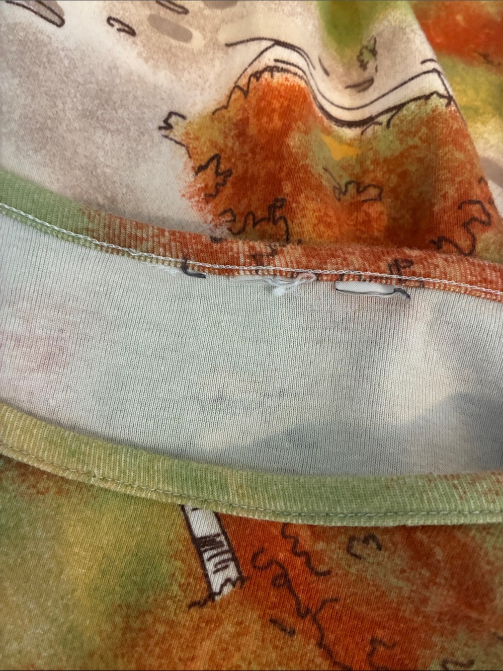 Christopher & Banks Large Scenic Park Print 3/4 Sleeve Top Green Cotton - Picture 5 of 6